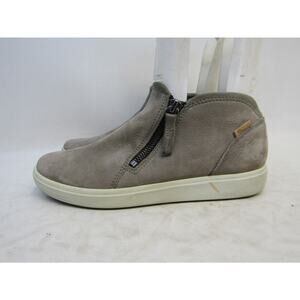 Ecco Womens Size 38 EUR Gray Suede Ankle Zip Fashion Boots Bootie